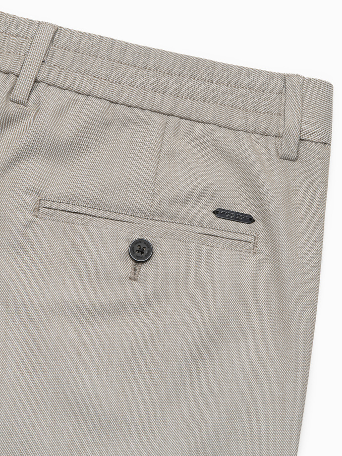 Men's REGULAR FIT chino pants with elastic waistband - gray-beige V1 OM-PACP-0157