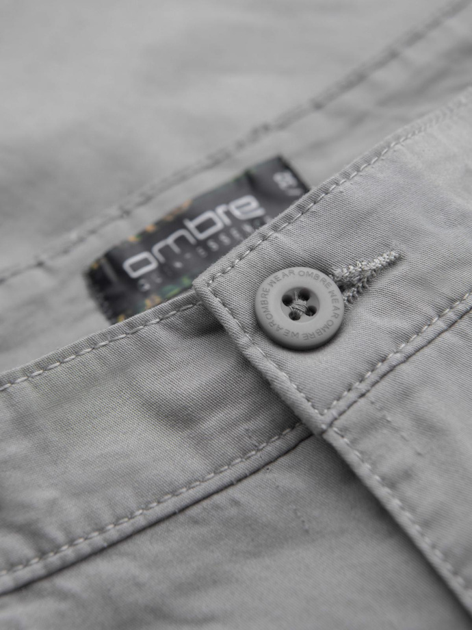 Men's classic chino shorts with rolled up leg - grey V12 OM-SRCS-0197