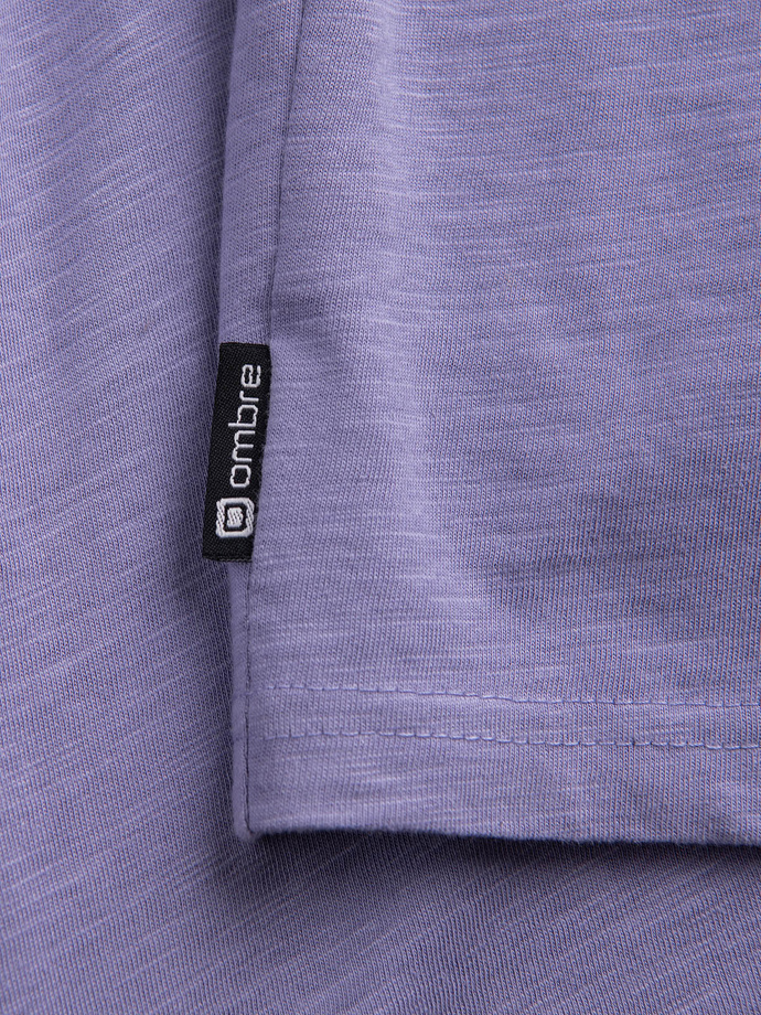 Men's knitted T-shirt with patch pocket - purple V1 S1621