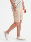 Men's cotton cargo shorts with elastic waistband - beige V3 OM-SRCG-0190