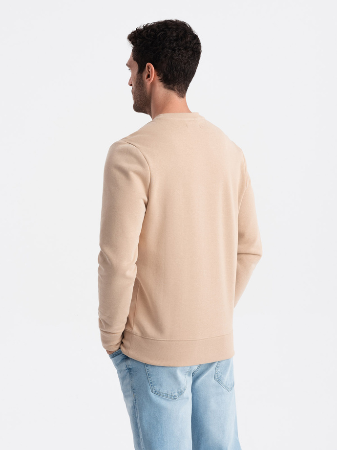 BASIC men's non-stretch cotton sweatshirt - beige V6 OM-SSBN-0159