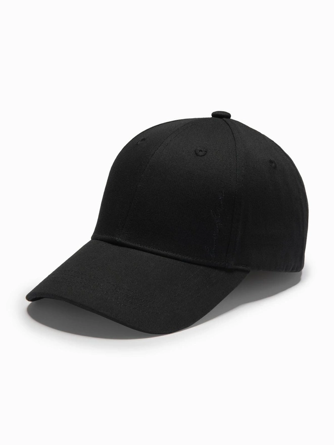 Men's baseball cap with visor and decorative embroidery - black V1 OM-ACCS-0102