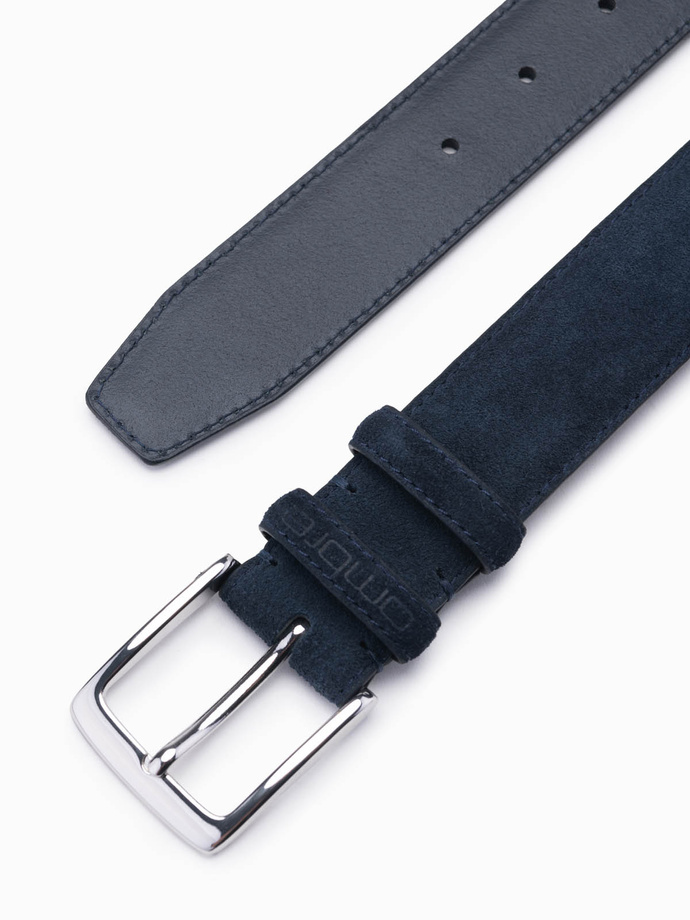 Men's monochromatic natural suede belt - navy blue V3 OU-ACBE-0113