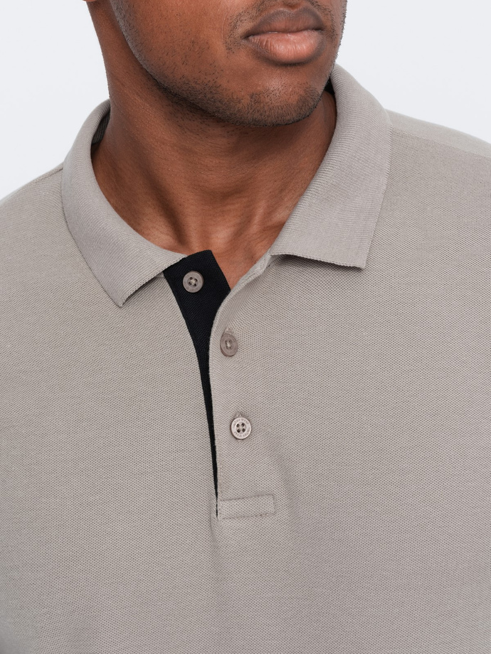 Koszulka męska polo bawełniana - jasnobrązowa S1382