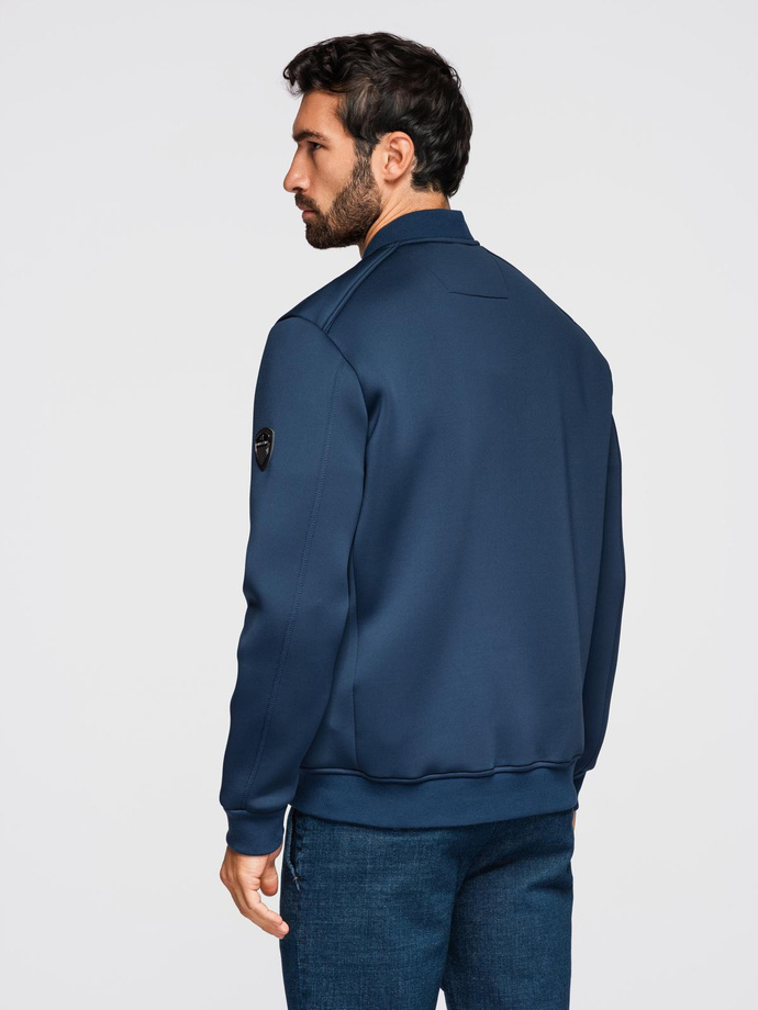 Men's quilted bomber jacket - navy blue V2 OM-JALP-0141