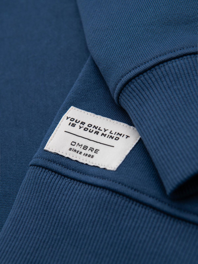 Men's BASIC sweatshirt with round neckline - navy blue V4 OM-SSBN-0175