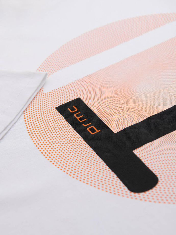 T-shirt męski z dużym nadrukiem – biały V1 OM-TSPT-0245