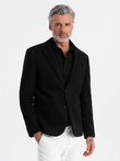 Men's casual blazer with decorative buttons on cuffs - black V3 OM-BLZB-0118