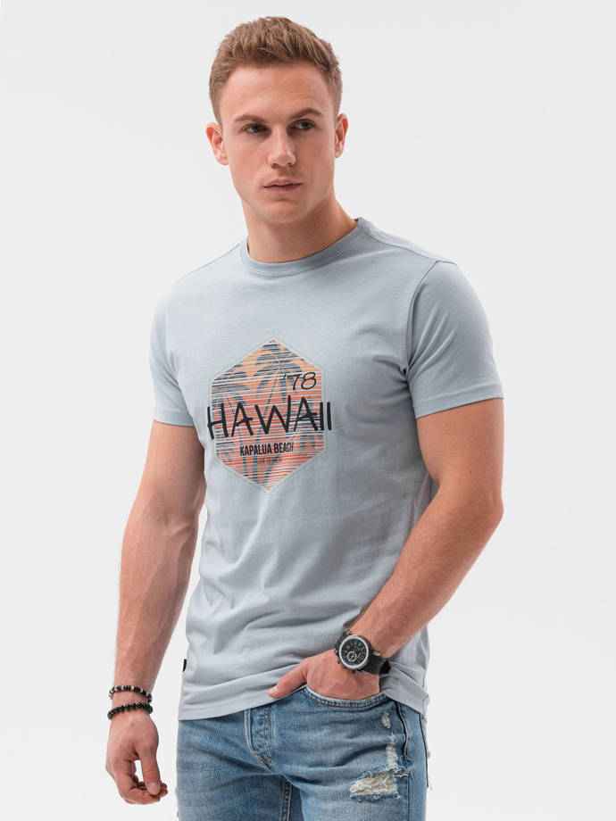 Men's printed t-shirt V-17B- blue S1434