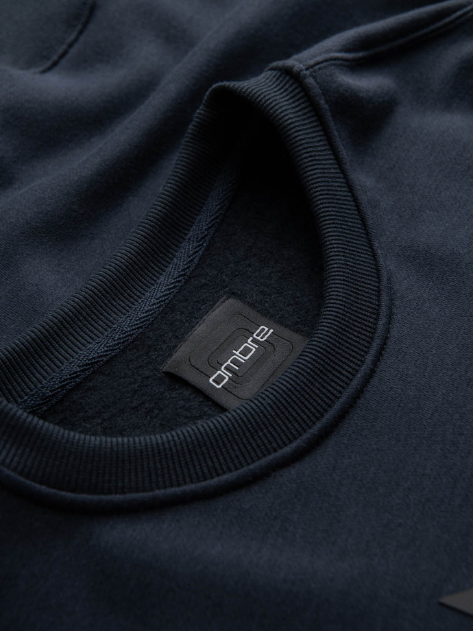 Classic men's sweatshirt with inscription - navy blue V3 OM-SSPS-0181