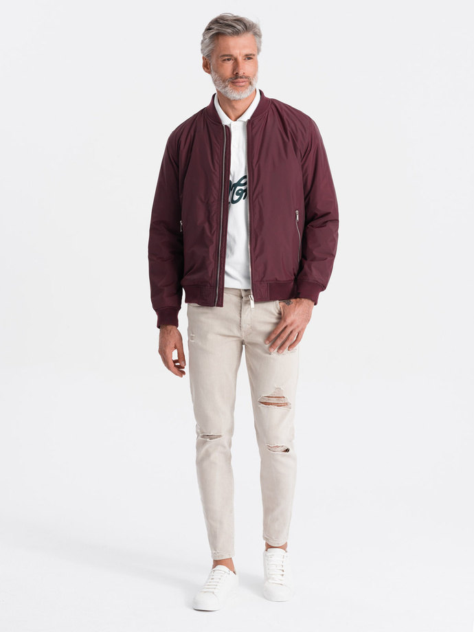 Men's bomber jacket - maroon V15 C538