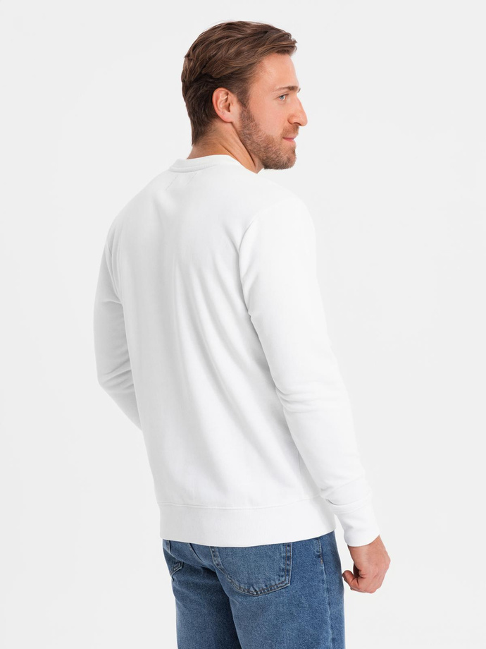 Men's printed sweatshirt worn over the head - white V1 OM-SSPS-0156