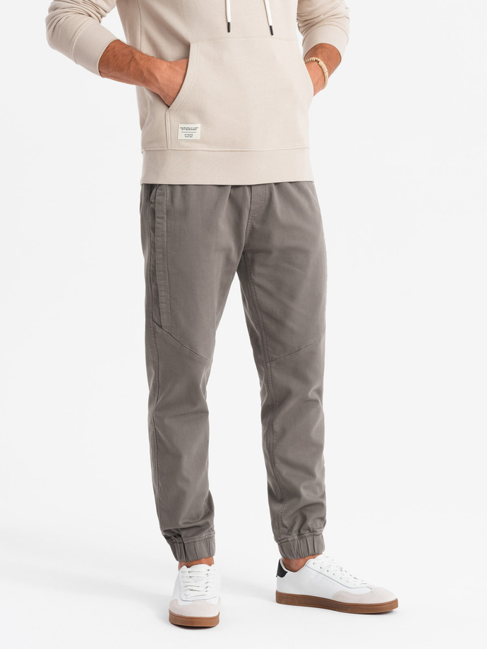 Men's knitted joggers with pleats - graphite V4 OM-PAJO-0202