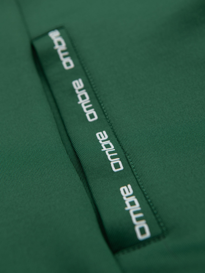 Unzipped men's hooded sweatshirt with piping - dark green V7 OM-SSZP-0210