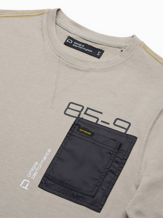 Longsleeve męski z kieszonką - szary V2 L130