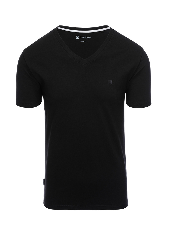 Men's V-NECK T-shirt with elastane - black V3 OM-TSCT-0106