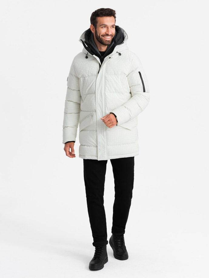 Outdoor long men's parka jacket - white V1 OM-JALJ-0201