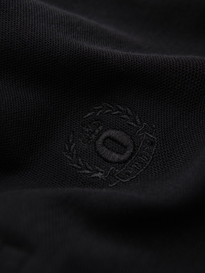 BASIC men's single color pique knit polo shirt - black V1 OM-POBS-0100