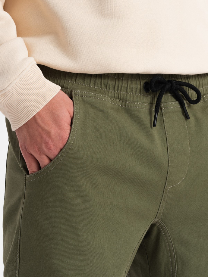 Men's JOGGERS pants with cargo pockets - olive V18 P886