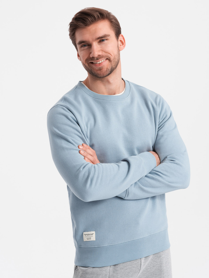 BASIC men's sweatshirt with round neckline - blue V7 OM-SSBN-0175