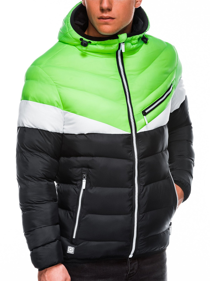 Men's mid-season quilted jacket - green C434