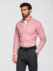 Men's REGULAR FIT cotton shirt with pocket - pink V3 OM-SHOS-0153