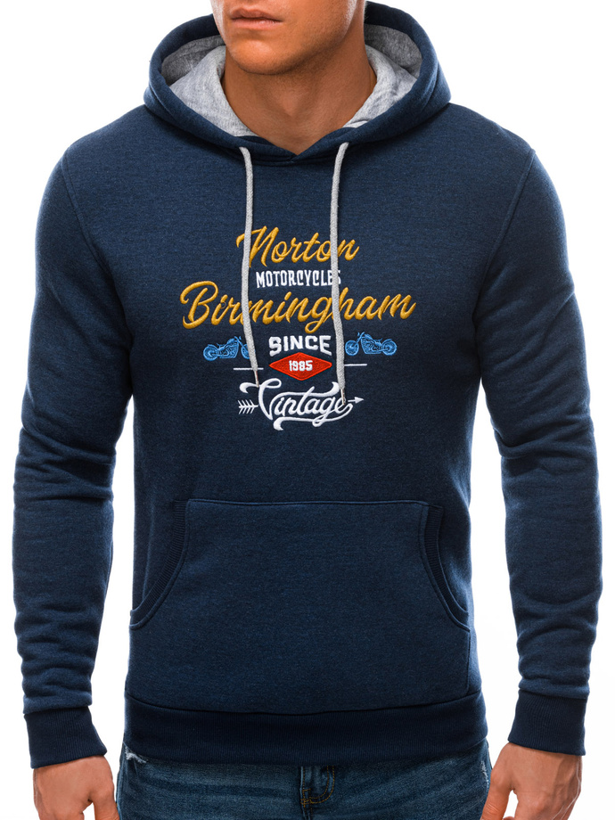 Bluza męska z kapturem B1379 - ciemnoniebieska