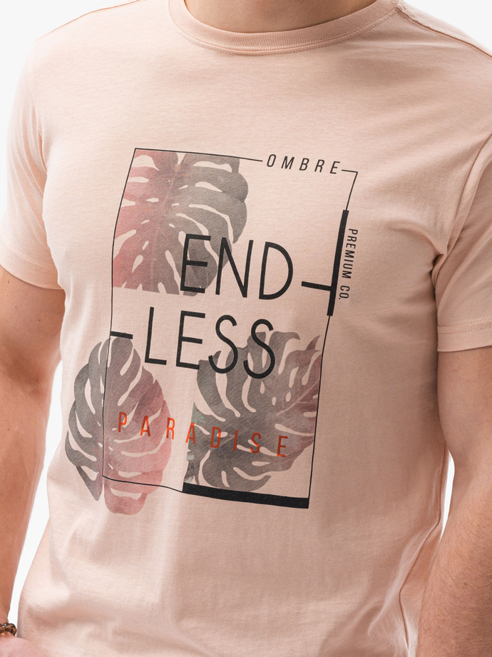 Men's printed t-shirt V-18B- pink S1434