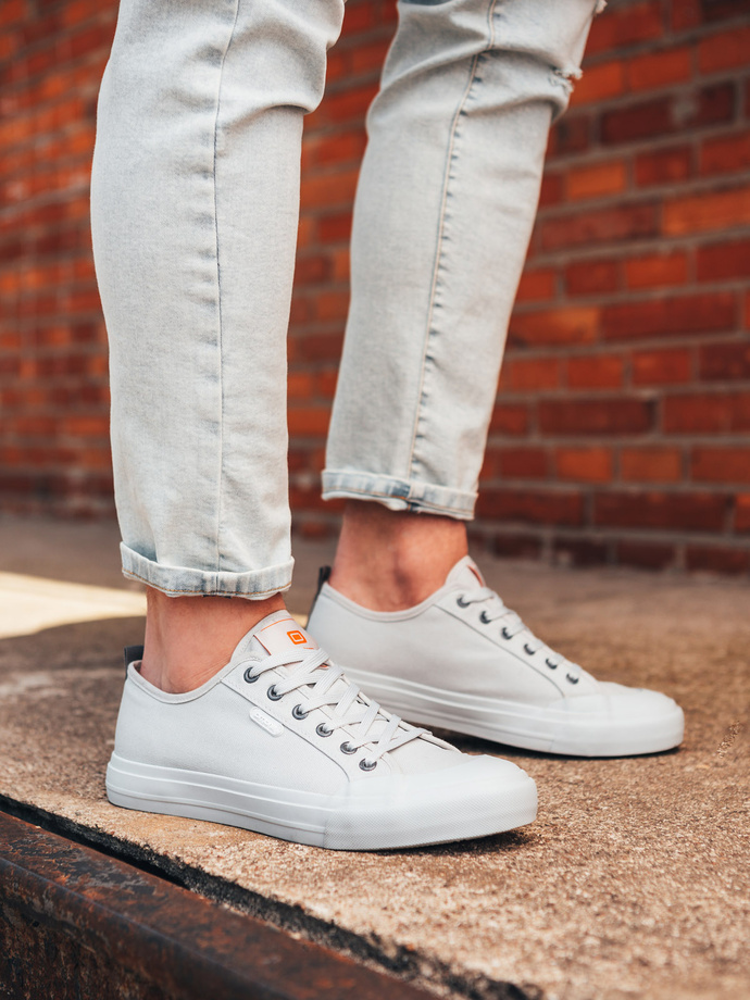 Men's short sneakers monocolor - gray V2 OM-FOSL-0116