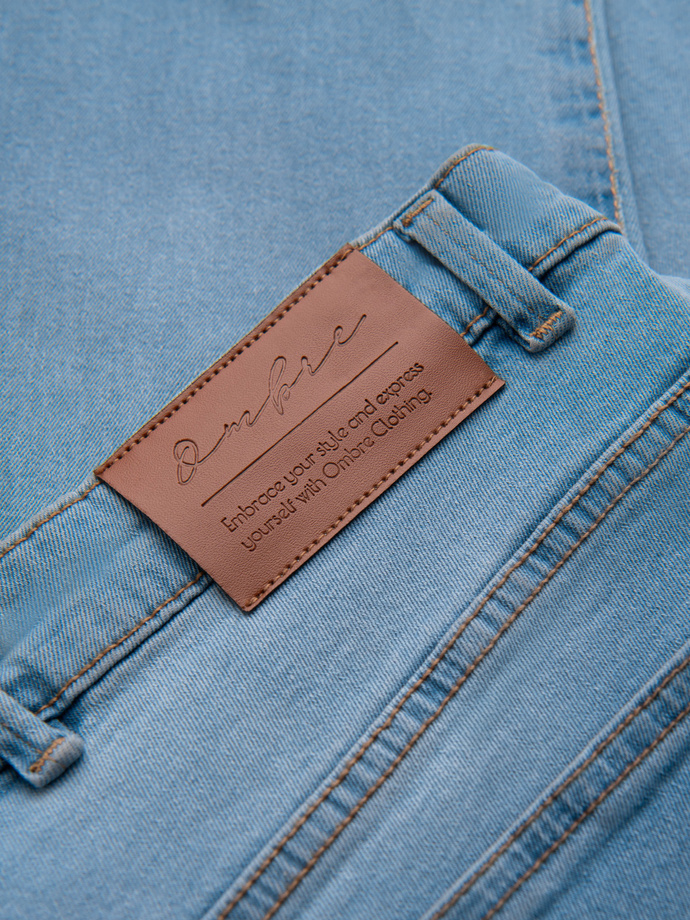 Men's denim JOGGERS pants with classic bandage - light blue V1 OM-PADJ-0265