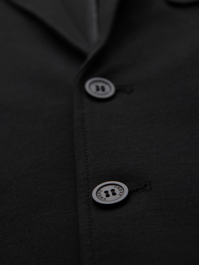 Marynarka męska SLIM z dzianiny o subtelnej strukturze – czarna V2 OM-BLZB-0101