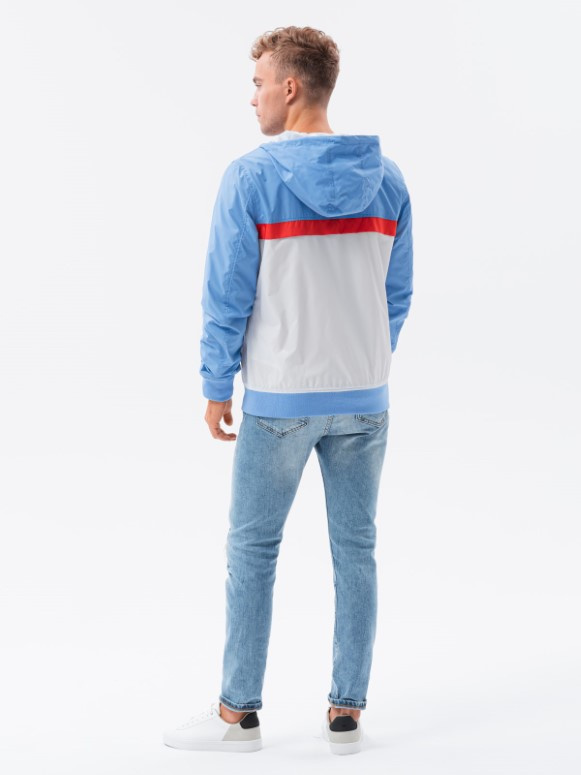 Men's hooded windbreaker jacket - blue V2 C438
