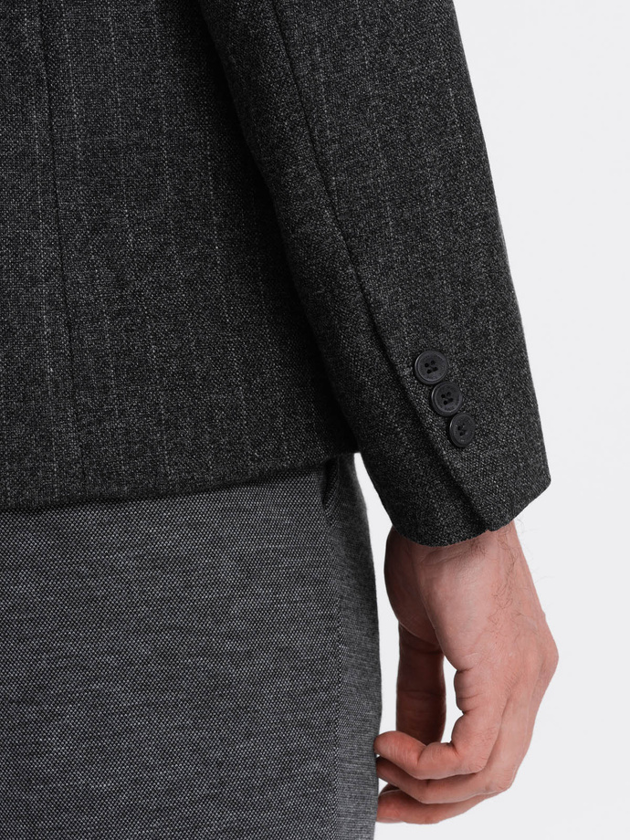 Stylish men's jacquard blazer with delicate stripes - graphite V1 OM-BLZB-0113