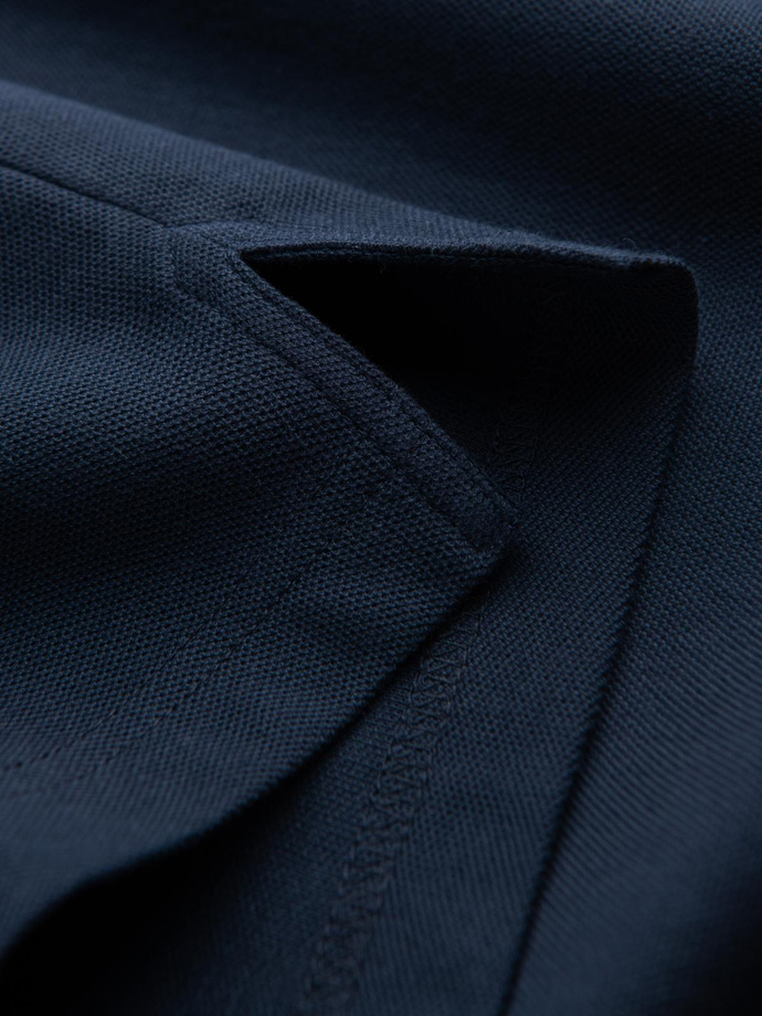 Men's pique knit polo shirt without buttons - navy blue V3 OM-POSS-0110