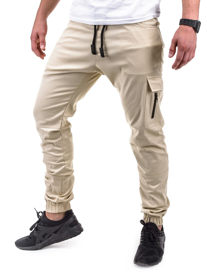 Men's pants joggers - beige P391