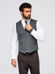 Men's suit vest with classic detailing and lining - graphite V3 OM-BLZV-0142