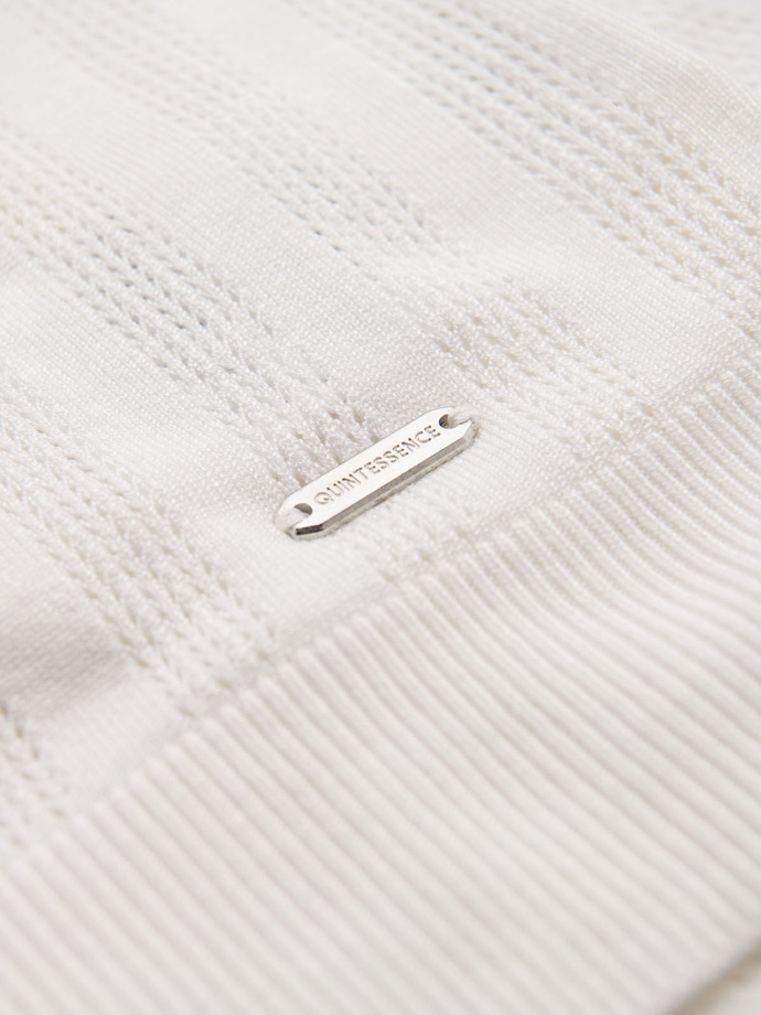 Men's openwork polo shirt with zipper at neckline - white V1 OM-POSS-0158