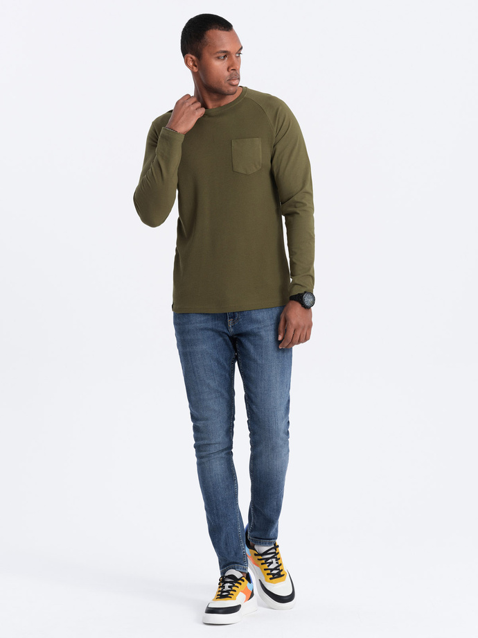 Men's longsleeve with "waffle" structure - olive V3 OM-LSCL-0109