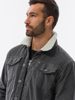 Men's mid-season jacket - dark grey C524