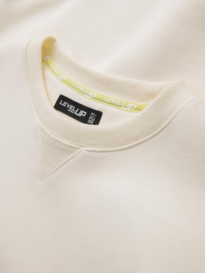 Klasyczna bluza dresowa unisex z okrągłym dekoltem – kremowa V2 OU-SNBC-0104