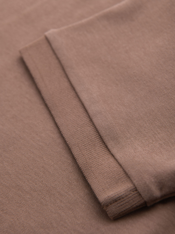 Men's polo shirt with zipper neckline - light brown V3 OM-POSS-0148