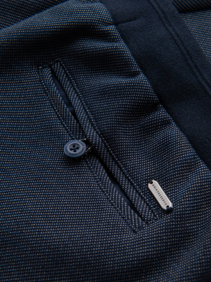 Casualowe męskie szorty SLIM FIT z dzianiny żakardowej – granatowe V1 OM-SRCS-0168