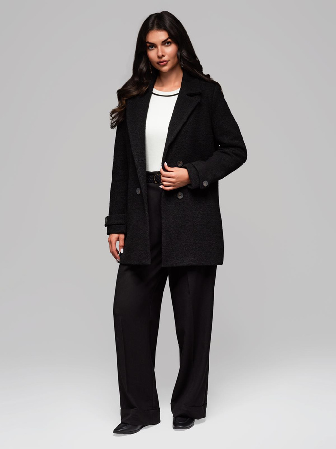 Modny płaszcz damski CLR041 - czarny