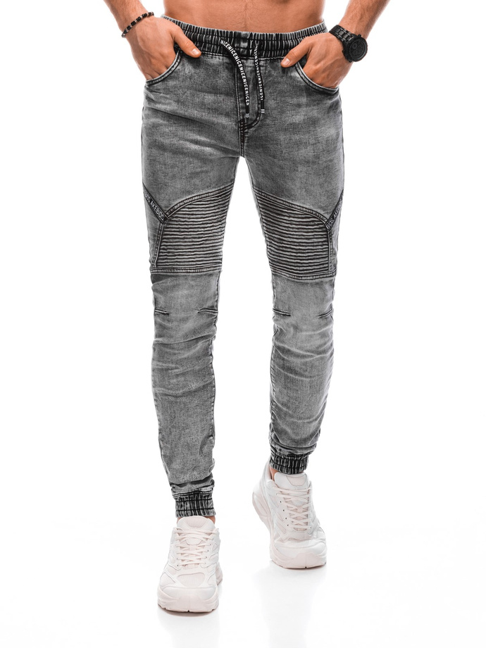 Spodnie męskie joggery P1378 - szare