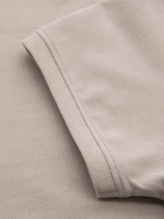 BASIC men's single color pique knit polo shirt - dark beige V5 OM-POBS-0100