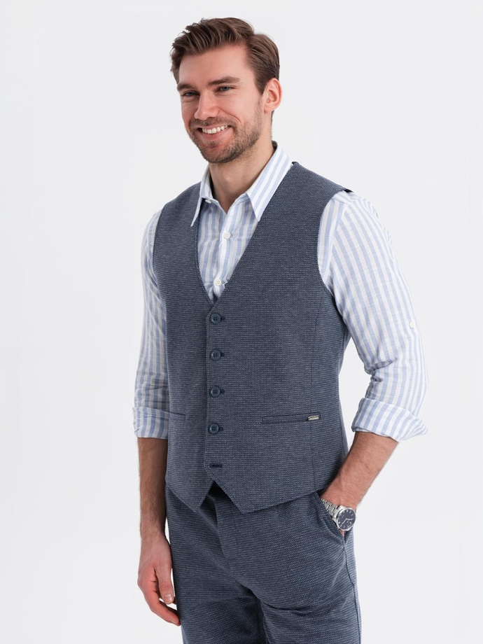 Men's elegant set suit vest + shorts - navy blue V1 Z112