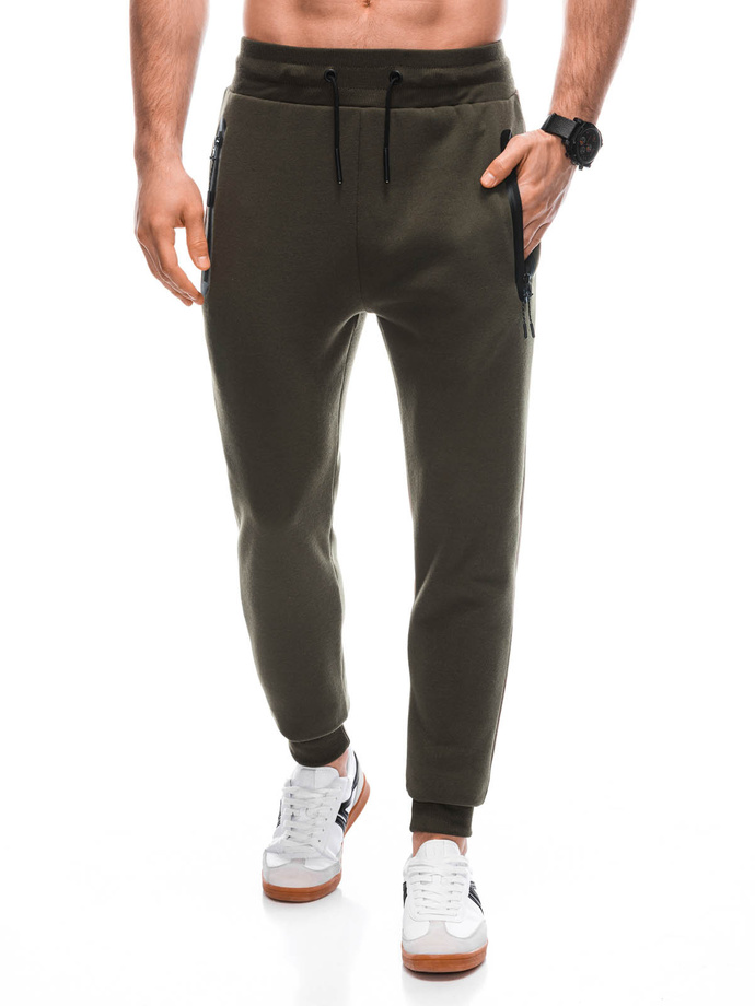 Men's sweatpants with zippered pockets EM-PASK-0102 - dark olive V2