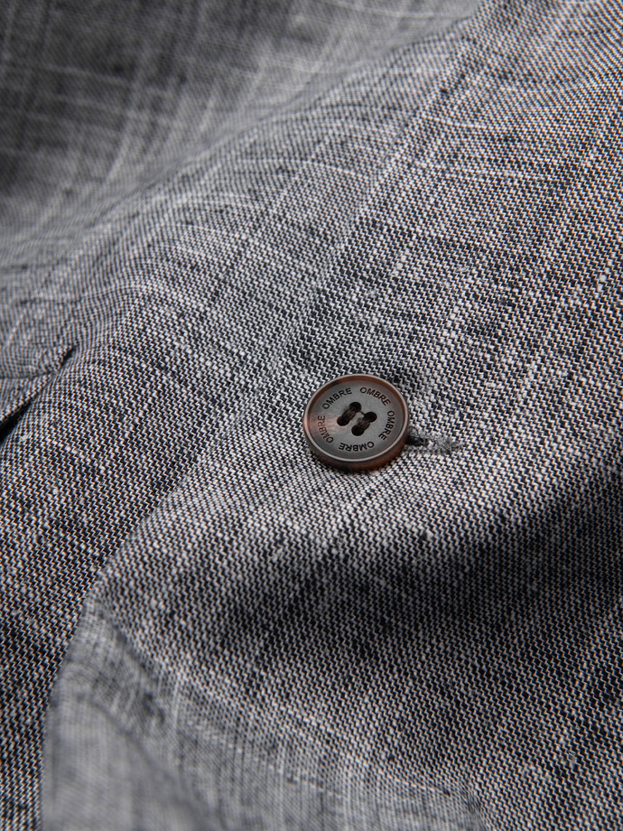 Marynarka męska o kroju REGULAR z lnem - grafitowa V5 OM-BLZB-0128