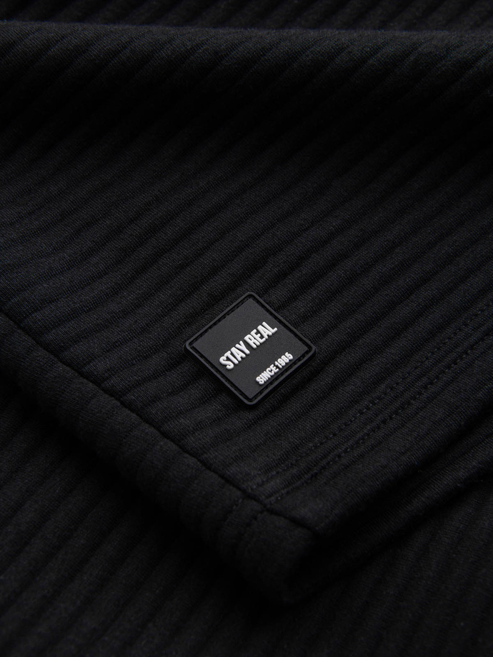 Krótkie spodenki męskie dresowe z dzianiny ottoman – czarne V4 OM-SRSK-0150