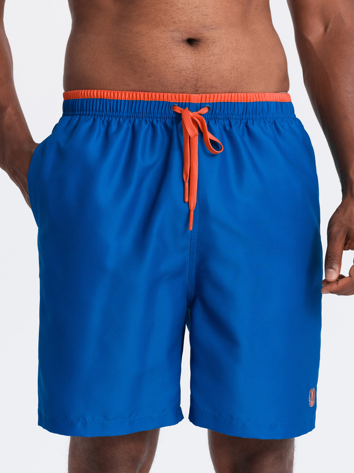 Spodenki męskie kąpielówki z dwukolorowym ściągaczem – ciemnoniebieskie V5 OM-SRBS-0141